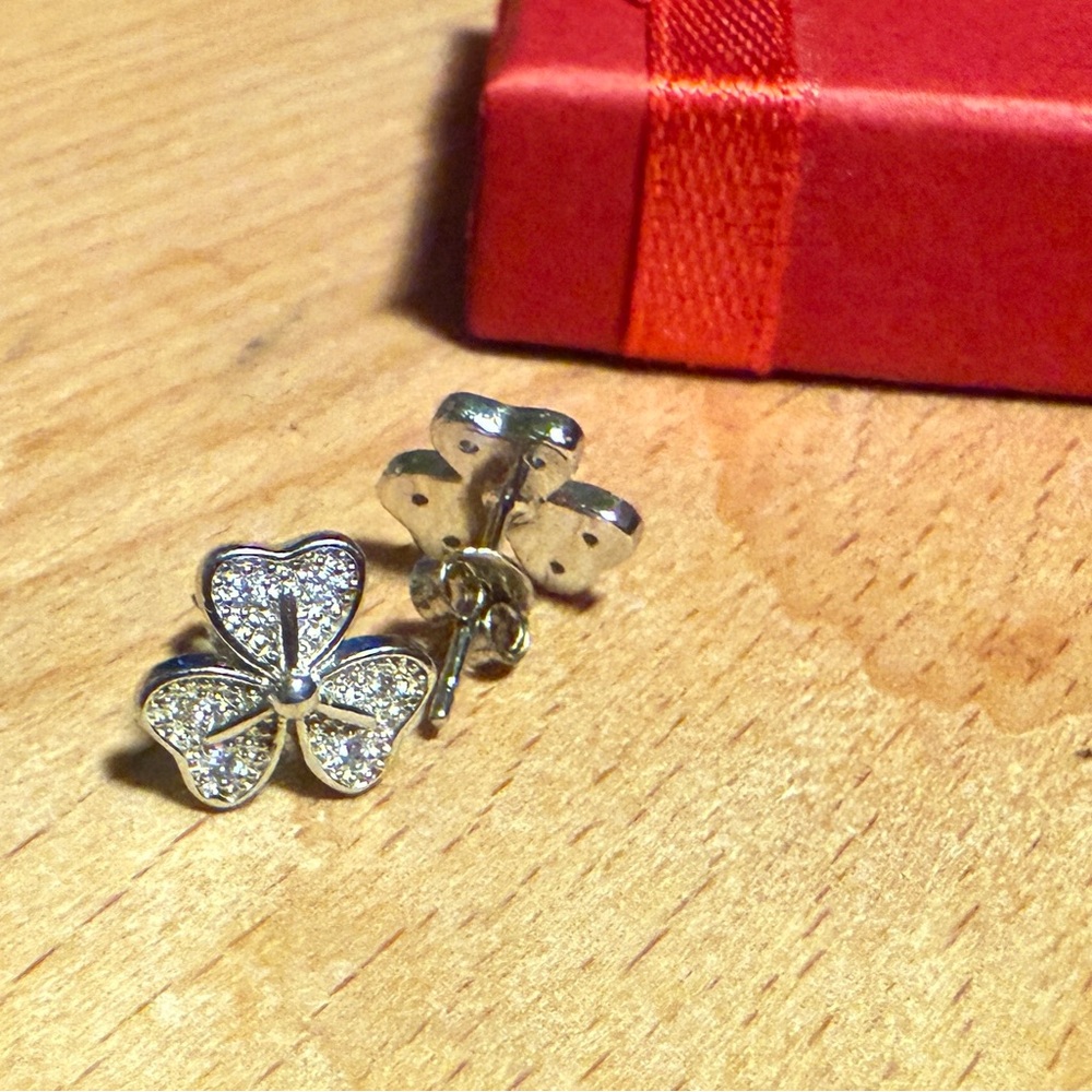 Dazzling Silver Clover Earrings